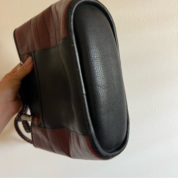 Brighton Leather Shoulder Bag Black & Brown Braided Straps - Picture 3 of 8